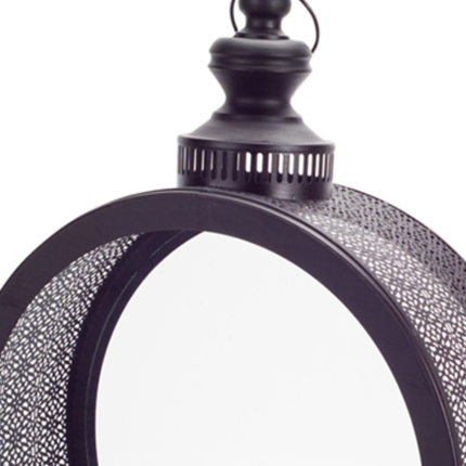 22" Black Distressed Ornate Metal Floor Lantern Candle Holder - Image 4