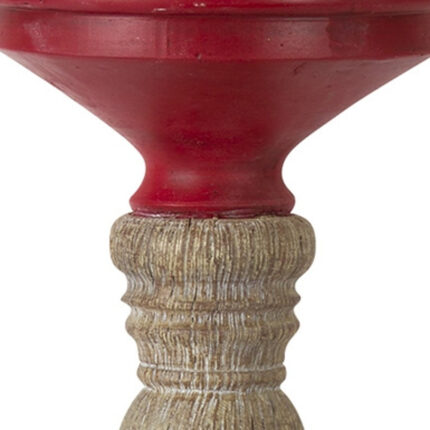 Set of Three Red And Natural Ornate Resin Tabletop Pillar Candle Holders - Image 7