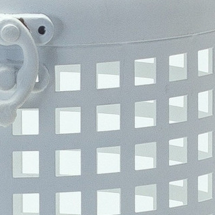 14" White Distressed Lattice Iron Floor Lantern Candle Holder - Image 3