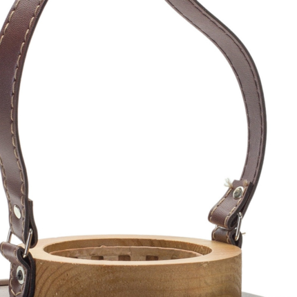 7" Natural And Brown Distressed Lattice Iron And Wood Tabletop Lantern Candle Holder - Image 3