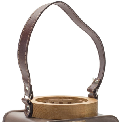 7" Natural And Brown Distressed Lattice Iron And Wood Tabletop Lantern Candle Holder - Image 4