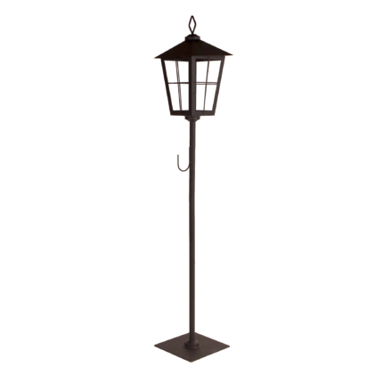 43" Black Geometric Glass And Metal Floor Lantern Candle Holder - Image 2