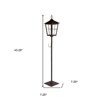 43" Black Geometric Glass And Metal Floor Lantern Candle Holder - Image 5