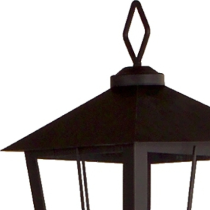 43" Black Geometric Glass And Metal Floor Lantern Candle Holder - Image 3