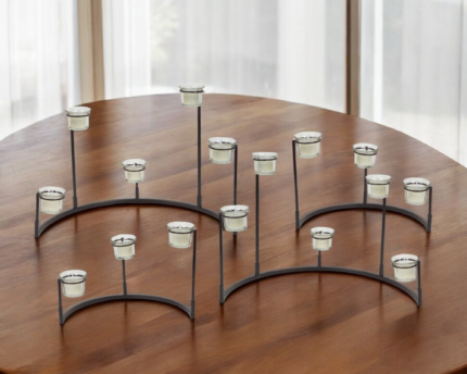Set of Four Black Metal Centerpiece Votive Candle Holders - Image 1