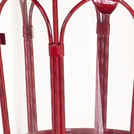 Set of Two Red Distressed Ornate Glass And Metal Tabletop Lantern Candle Holders - Image 5