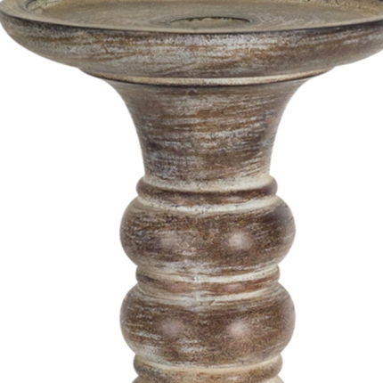 Set of Three Brown Distressed Stone Tabletop Taper Candlesticks - Image 3