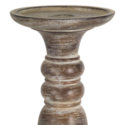 Set of Three Brown Distressed Stone Tabletop Taper Candlesticks - Image 4