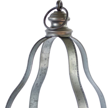 Set of Two Gray Distressed Galvanized Metal Tabletop Lantern Candle Holders - Image 4