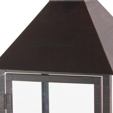 Set of Two Black Geometric Iron And Glass Floor Lantern Candle Holders - Image 6
