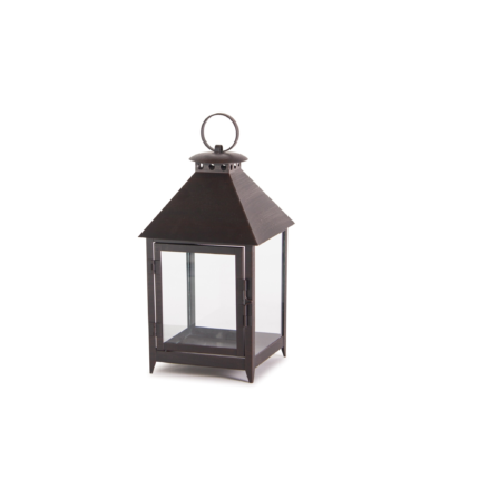 Set of Two Black Geometric Iron And Glass Floor Lantern Candle Holders - Image 3