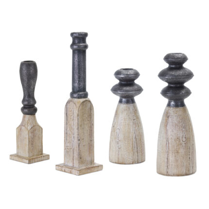 Set of Four Natural and Black Resin and Stone Powder Ornate Tabletop - Image 2