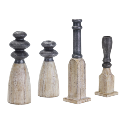 Set of Four Natural and Black Resin and Stone Powder Ornate Tabletop - Image 7
