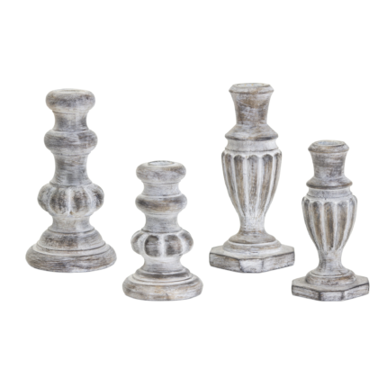 Set of Four White Washed Resin Tabletop Candle Sticks - Image 7