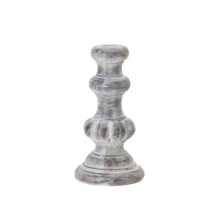 Set of Four White Washed Resin Tabletop Candle Sticks - Image 3