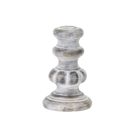 Set of Four White Washed Resin Tabletop Candle Sticks - Image 5