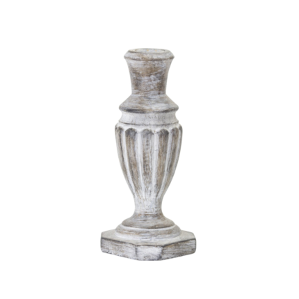 Set of Four White Washed Resin Tabletop Candle Sticks - Image 4
