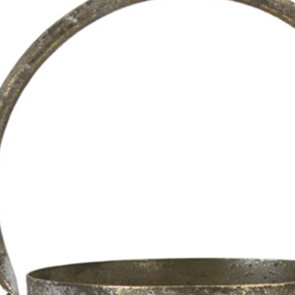 Set of Two Gold Distressed Metal Tabletop Taper Candlesticks - Image 4
