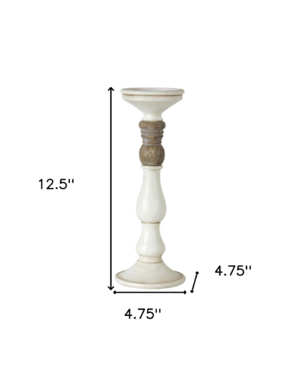 Set of Three Ivory and Natural Resin Tabletop Pillar Candle Holders - Image 8