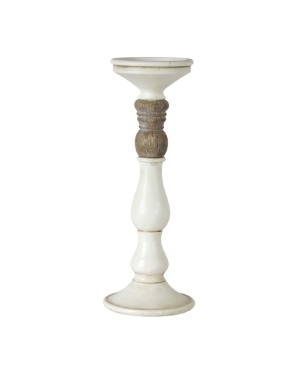 Set of Three Ivory and Natural Resin Tabletop Pillar Candle Holders - Image 3