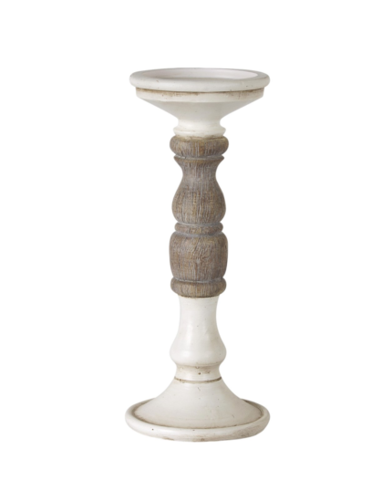 Set of Three Ivory and Natural Resin Tabletop Pillar Candle Holders - Image 4