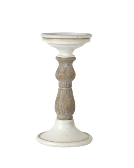 Set of Three Ivory and Natural Resin Tabletop Pillar Candle Holders - Image 5