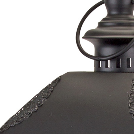 Set of Two White And Black Distressed Ornate Glass Wood And Metal Floor Lantern Candle Holders - Image 6
