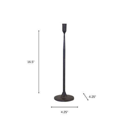 Set of Two Black Distressed Metal Tabletop Taper Candle Holders - Image 7