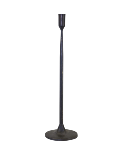 Set of Two Black Distressed Metal Tabletop Taper Candle Holders - Image 3