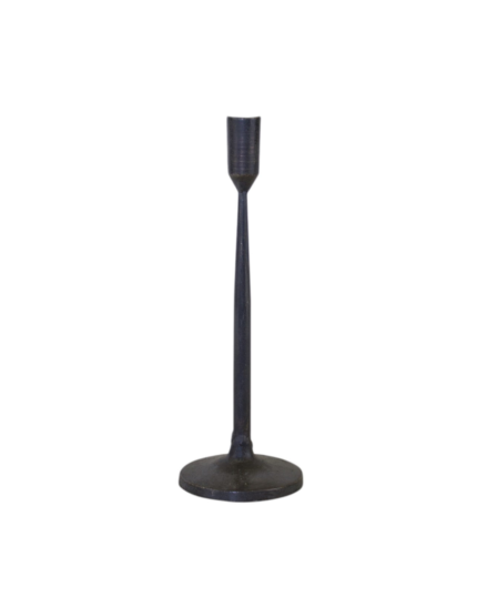 Set of Two Black Distressed Metal Tabletop Taper Candle Holders - Image 4