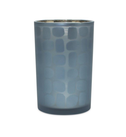 Set of Two Navy Blue Abstract Glass Tabletop Tealight Candle Holders - Image 4