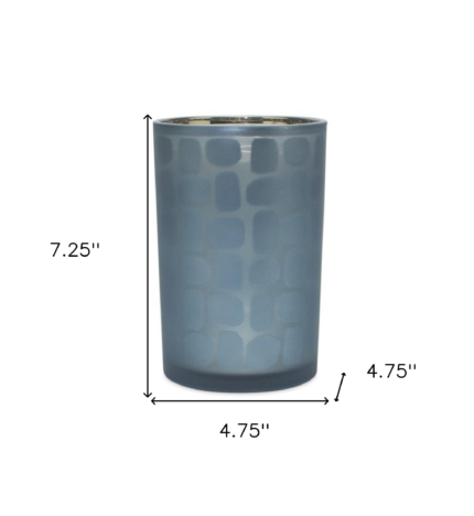 Set of Two Navy Blue Abstract Glass Tabletop Tealight Candle Holders - Image 6