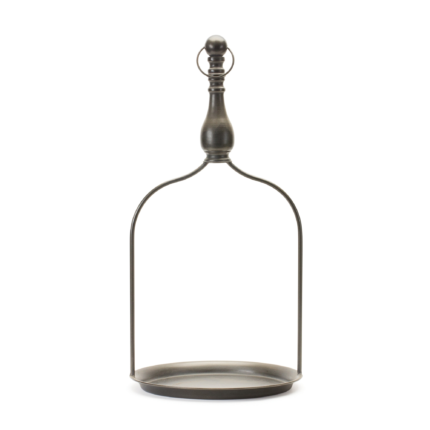 24" Brown Distressed Iron Tabletop Dish Candle Holder - Image 2