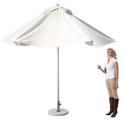 9' White Polyester Round Market Patio Umbrella - Image 4