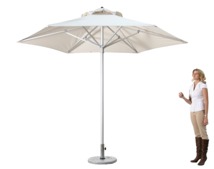 9' White Polyester Round Market Patio Umbrella - Image 5