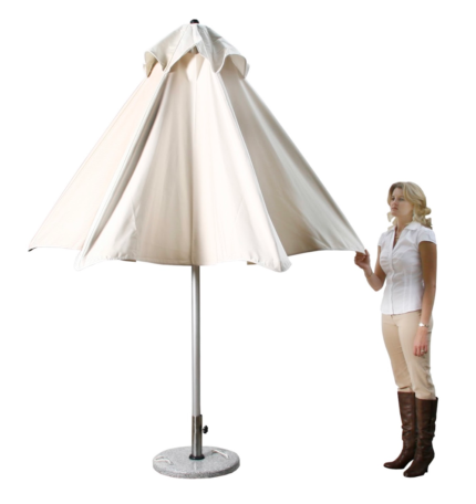 9' Ecru Polyester Round Market Patio Umbrella - Image 4