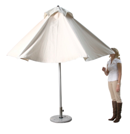 9' Ecru Polyester Round Market Patio Umbrella - Image 5