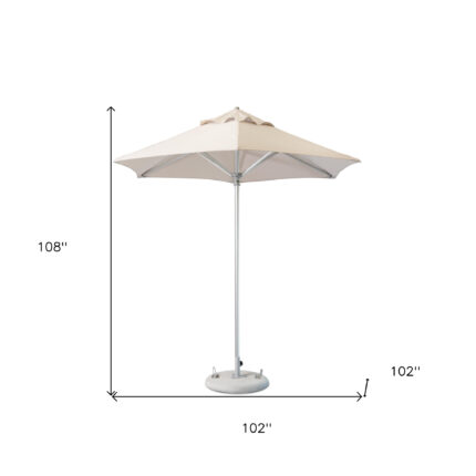 9' Ecru Polyester Round Market Patio Umbrella - Image 7