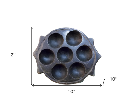 10" Black Cement Seven Tealight Round Candle Holder - Image 5
