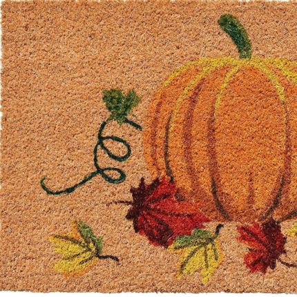 17" X 29" Natural and Orange Coir Pumpkin Outdoor Fall Door Mat - Image 5
