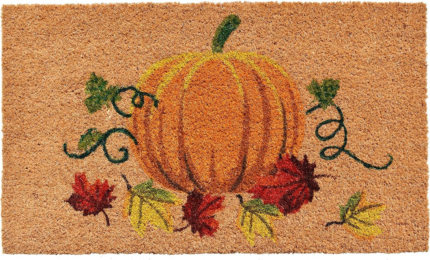 17" X 29" Natural and Orange Coir Pumpkin Outdoor Fall Door Mat - Image 4