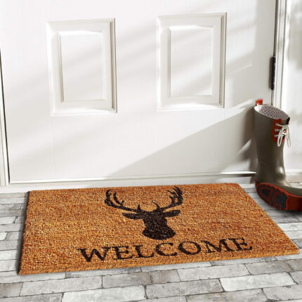 24" X 36" Natural and Black Coir Stag Welcome Outdoor Door Mat - Image 6