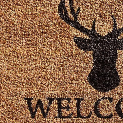 24" X 36" Natural and Black Coir Stag Welcome Outdoor Door Mat - Image 4