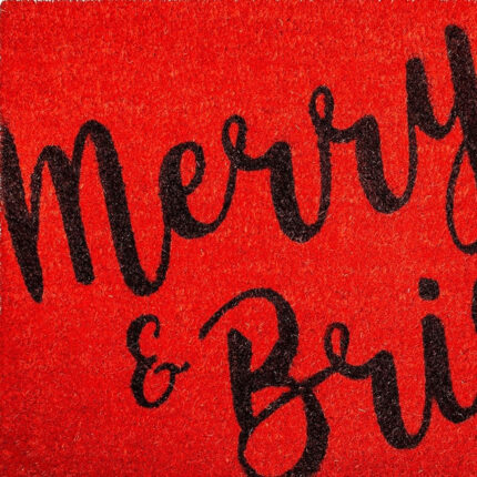 24" X 36" Red and Black Coir Merry and Bright Outdoor Christmas Door Mat - Image 6