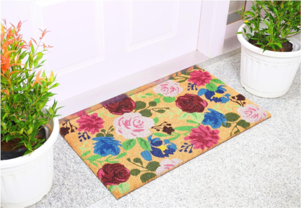 24" X 36" Natural Pink and Green Coir Floral Outdoor Door Mat - Image 6