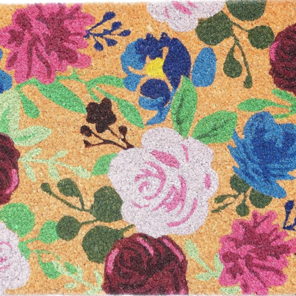 24" X 36" Natural Pink and Green Coir Floral Outdoor Door Mat - Image 5