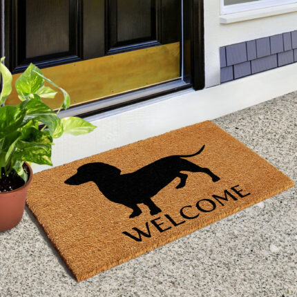 17" X 29" Natural and Black Coir Dachshund Welcome Outdoor Door Mat - Image 6