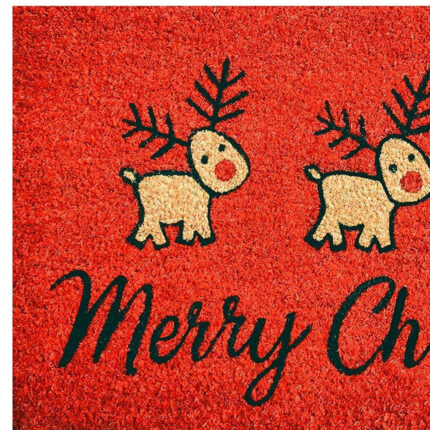 24" X 36" Red and Black Coir Reindeer Merry Christmas Outdoor Christmas Door Mat - Image 6