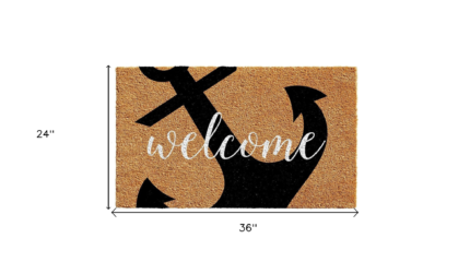 24" X 36" Natural and Black Coir Anchor Welcome Outdoor Door Mat - Image 3