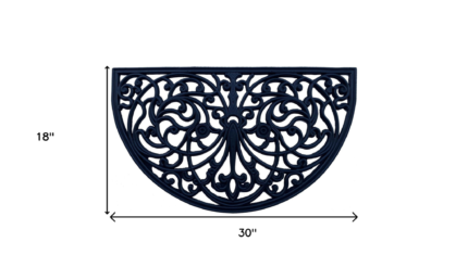 18" X 30" Black Rubber Scrollwork Welcome Outdoor Semi Circle Door Mat - Image 3